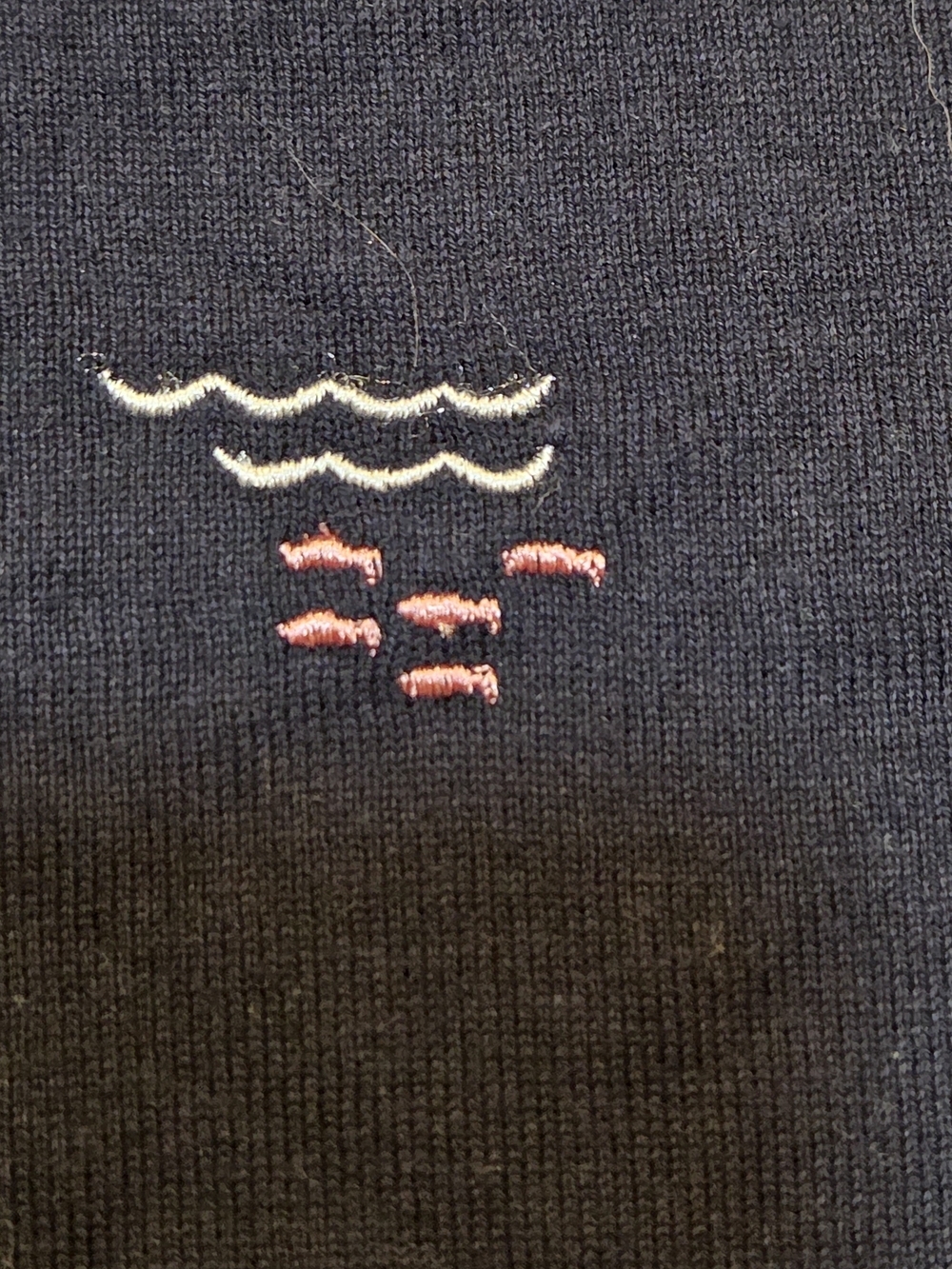 Talbots Womens Three-Quarter Sleeve Navy Sweater with Embroidery Coastal Size S - Picture 10 of 11